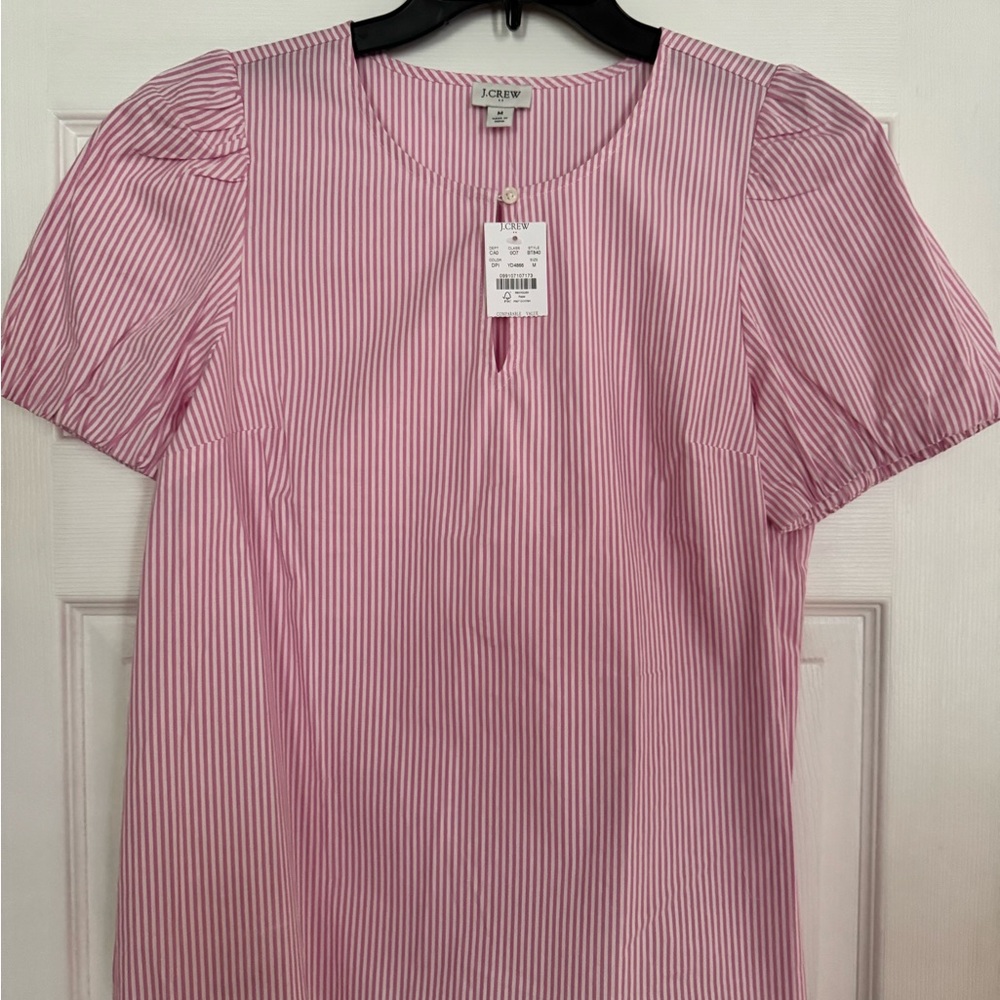 J. Crew Women's Blouse in Pink and White Stripes